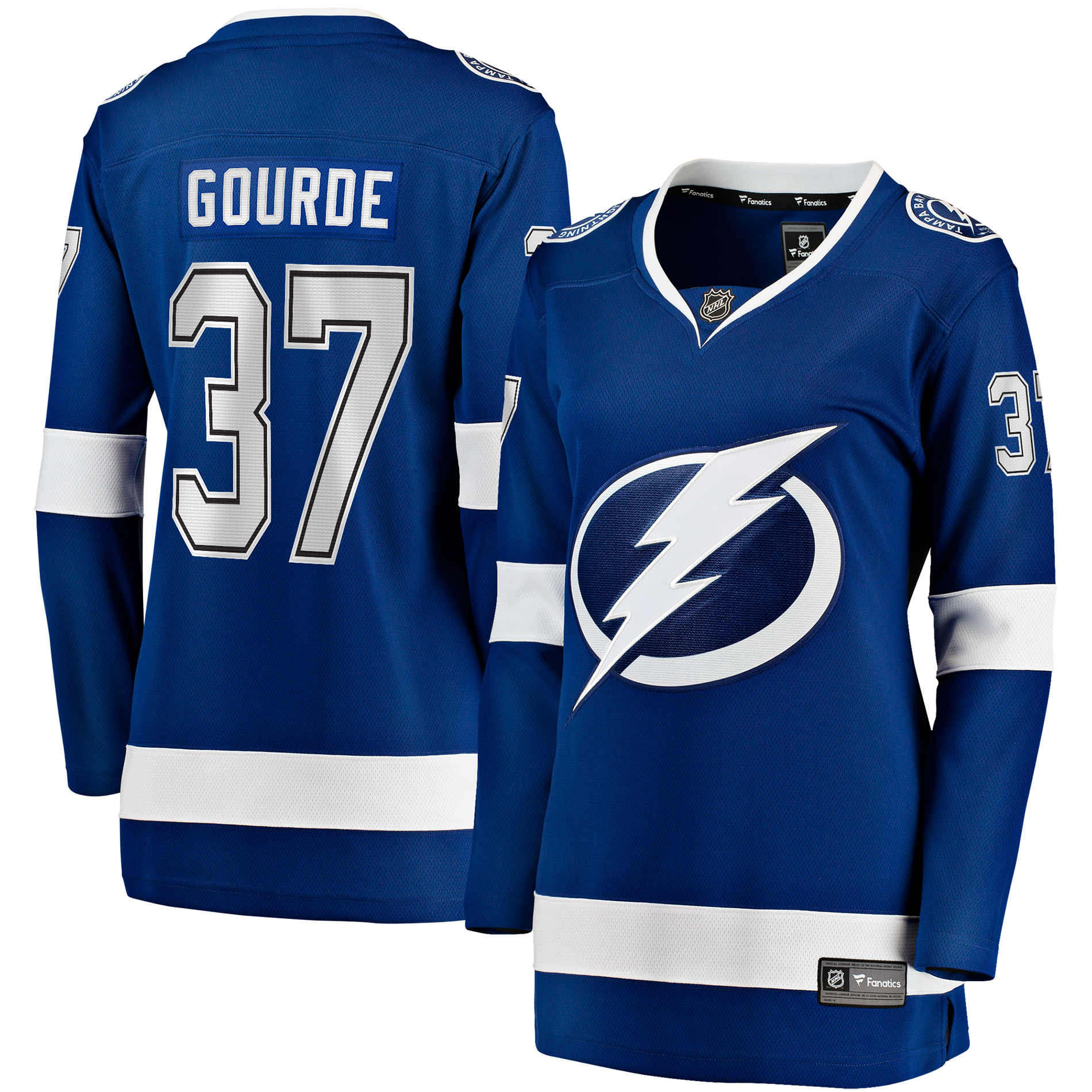 Women's Fanatics Yanni Gourde Blue Tampa Bay Lightning Home Breakaway Player Jersey